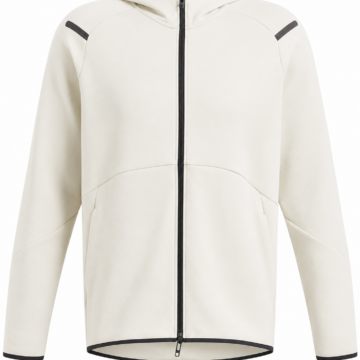 Off-White Full-Zip Hoodie with Black Trim
