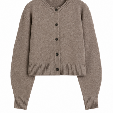 Heather Taupe Boxy Cropped Cardigan
