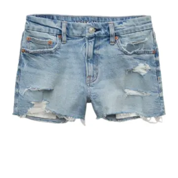 Light Blue Distressed Denim Shorts