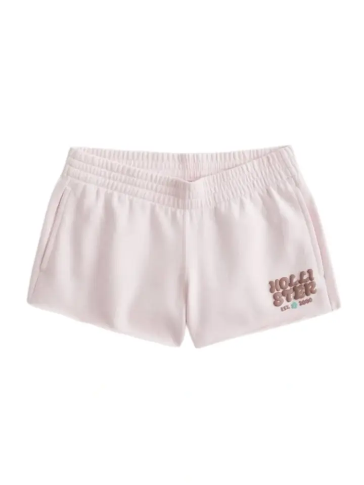Light Pink High-Rise Smocked Waist Relaxed Straight-Leg Shorts