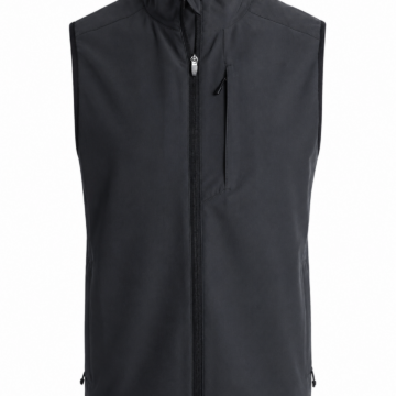 Black Sleeveless Zip-Up Vest with Stand Collar