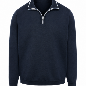Dark Navy Quarter-Zip Stand Collar Pullover