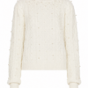 Off-White Pearl-Embellished Cable Knit Sweater
