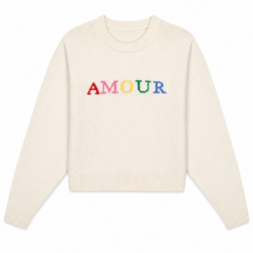 Cream Graphic Crew Neck Knit Sweater