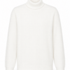 Off-White Ribbed Turtleneck Sweater with Dropped Shoulders