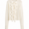 Cream Bow Embellished Crewneck Sweater