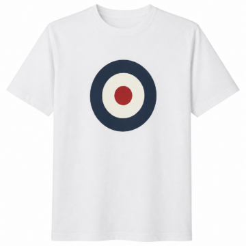White T-Shirt with Circular Emblem Graphic