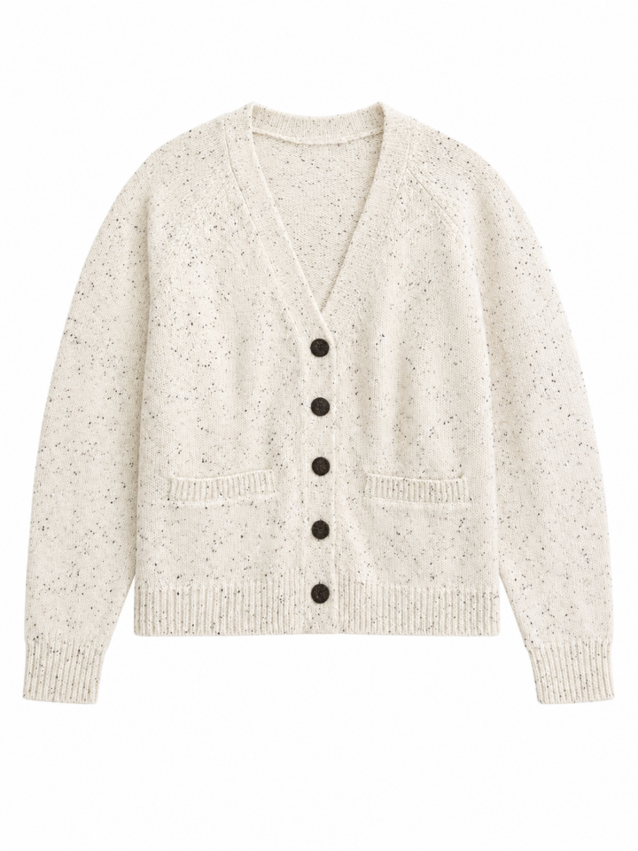 Off-White Donegal Knit Cardigan with Pockets