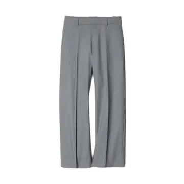 Grey Wide Leg Straight Trousers