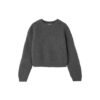 Dark Grey Waffle-Knit Boxy Sweater