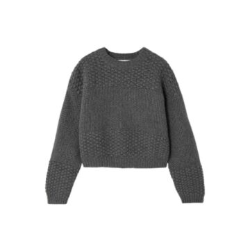 Dark Grey Waffle-Knit Boxy Sweater