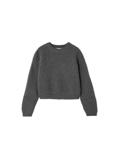 Dark Grey Waffle-Knit Boxy Sweater