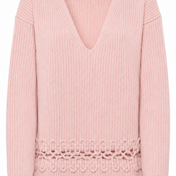 Light Pink Ribbed V-Neck Sweater