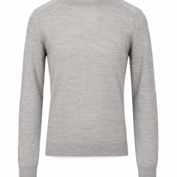 Heather Grey Raglan Crewneck Sweater with Ribbed Trim